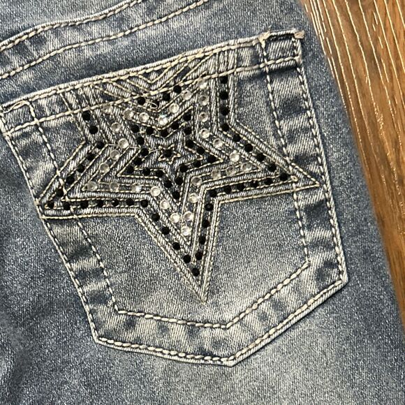 Austin Landing Jeans Junior Womens 3 Rhinestone Star Pockets Western Flare Rodeo - Picture 10 of 11